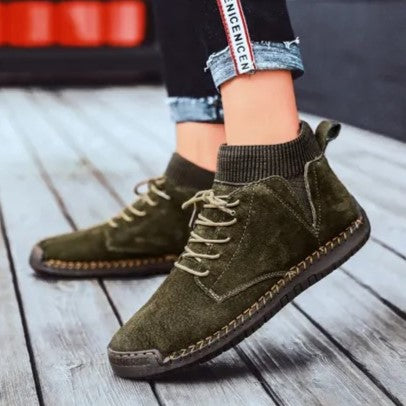 Men's casual boots sleek suede ankle footwear - modern high-top design for everyday wear