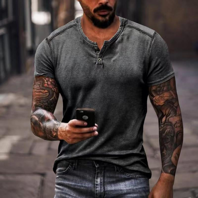 Men's casual henley t-shirt short sleeve - versatile everyday wear for active lifestyles