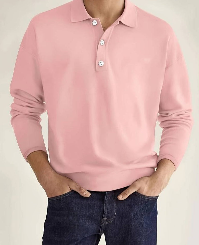 Men's lightweight long sleeve polo shirt - versatile and stylish everyday attire