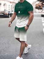 2-piece men's relaxed fit t-shirt and shorts set - breathable outdoor attire for casual days