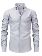 Men's long sleeve striped shirt - classic tailored fit for office and casual wear
