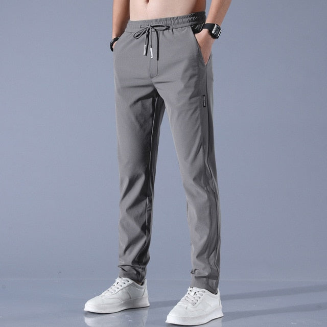 Men's slim fit trousers stretchy casual wear - lightweight jogging bottoms for gym and leisure