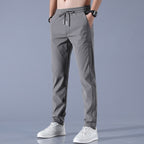 Men's slim fit trousers stretchy casual wear - lightweight jogging bottoms for gym and leisure