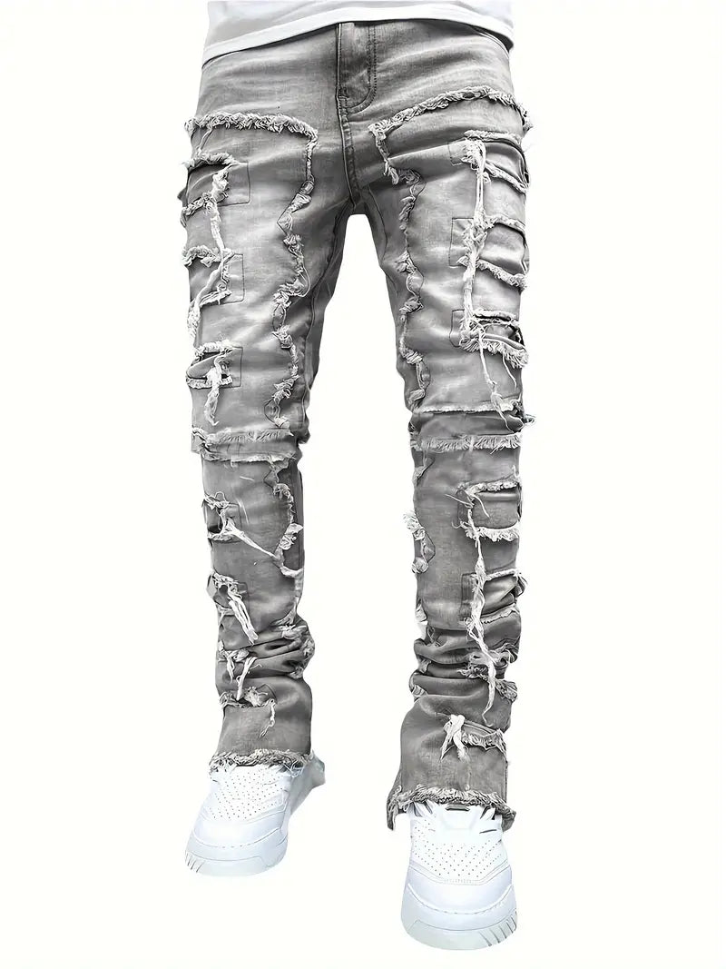 Men’s Ripped Denim Jeans - Trendy Casual Outing Style