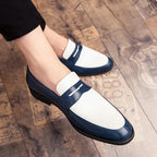 Men's low shoes elegant leather loafers - sophisticated office & evening wear