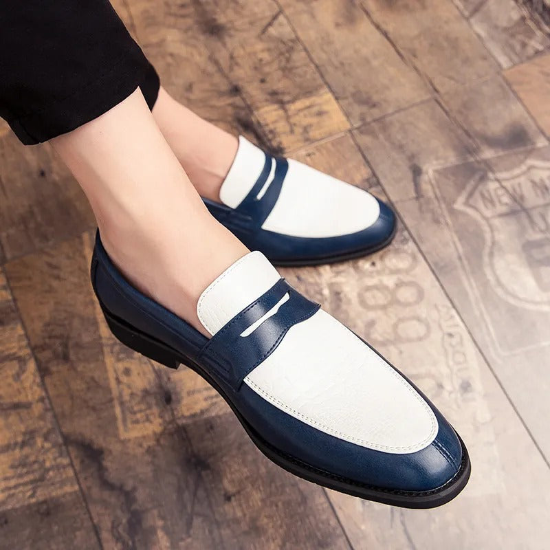 Men's low shoes elegant leather loafers - sophisticated office & evening wear