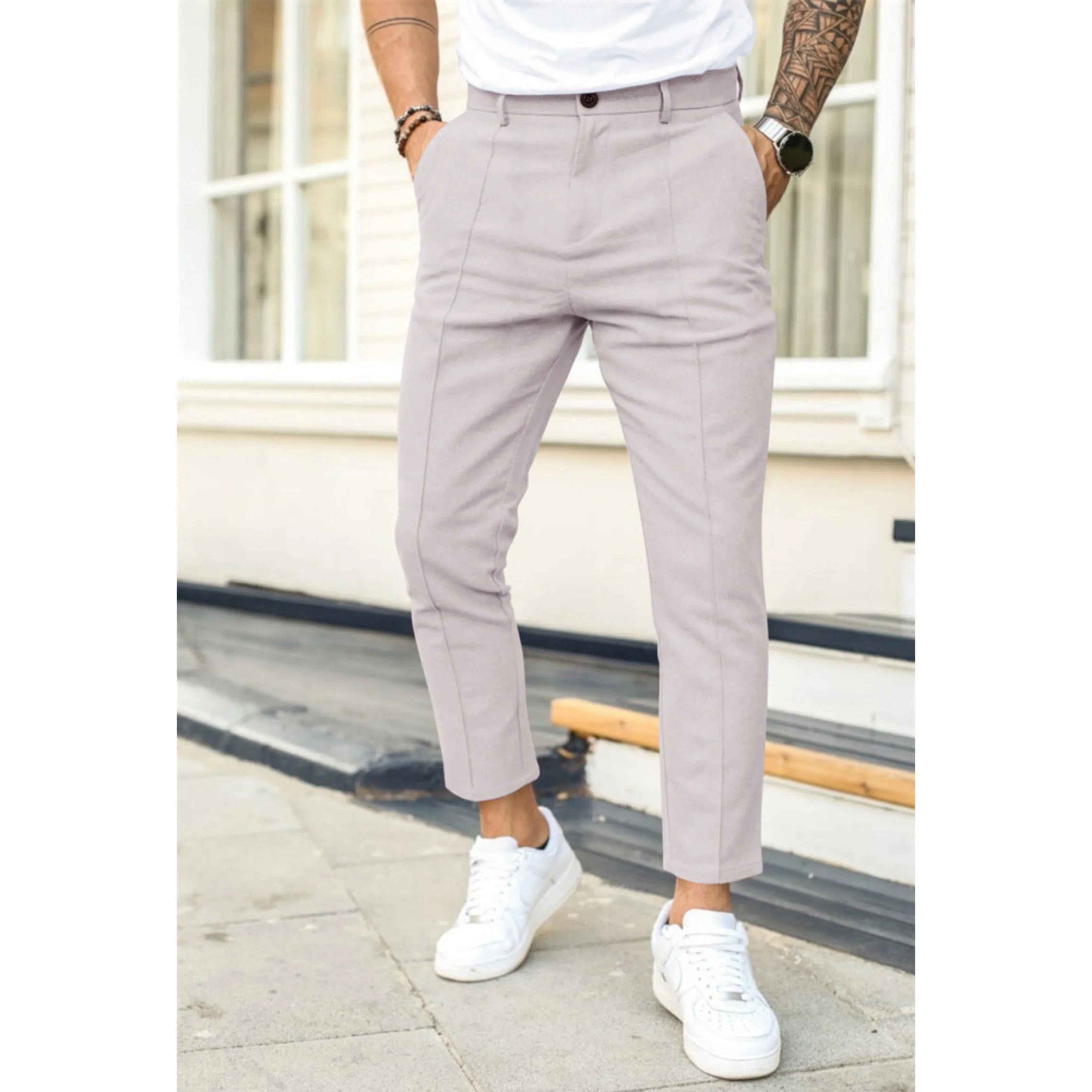 Men's trousers tailored slim fit lightweight stretch fabric - office attire & smart casual