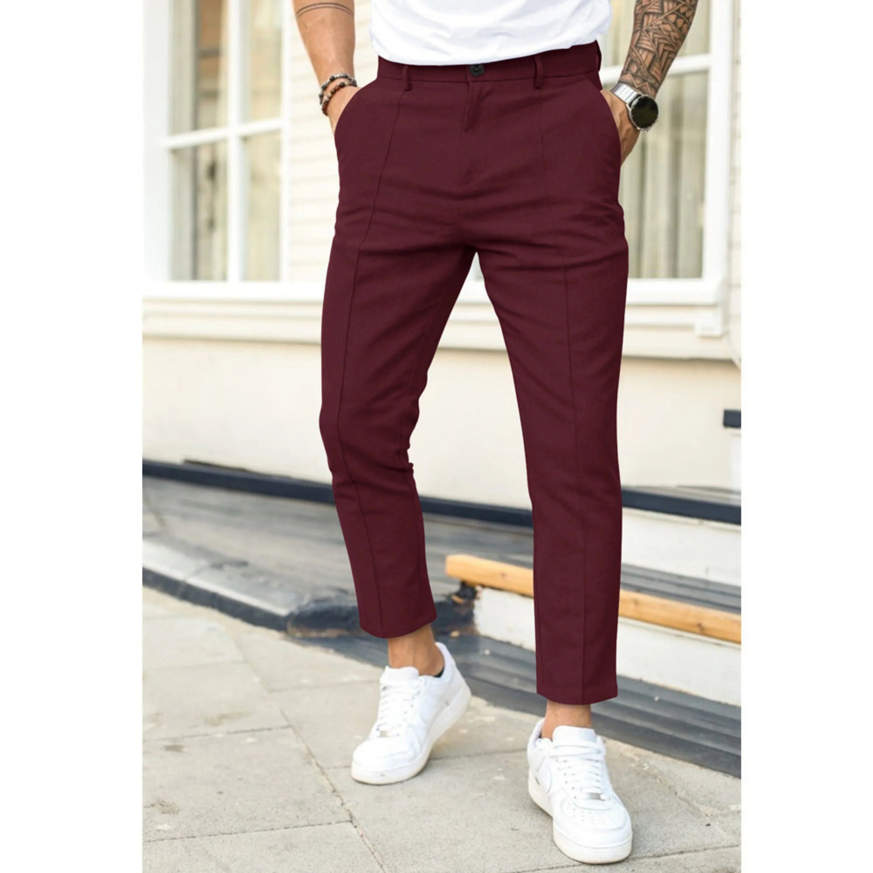 Men's trousers tailored slim fit lightweight stretch fabric - office attire & smart casual