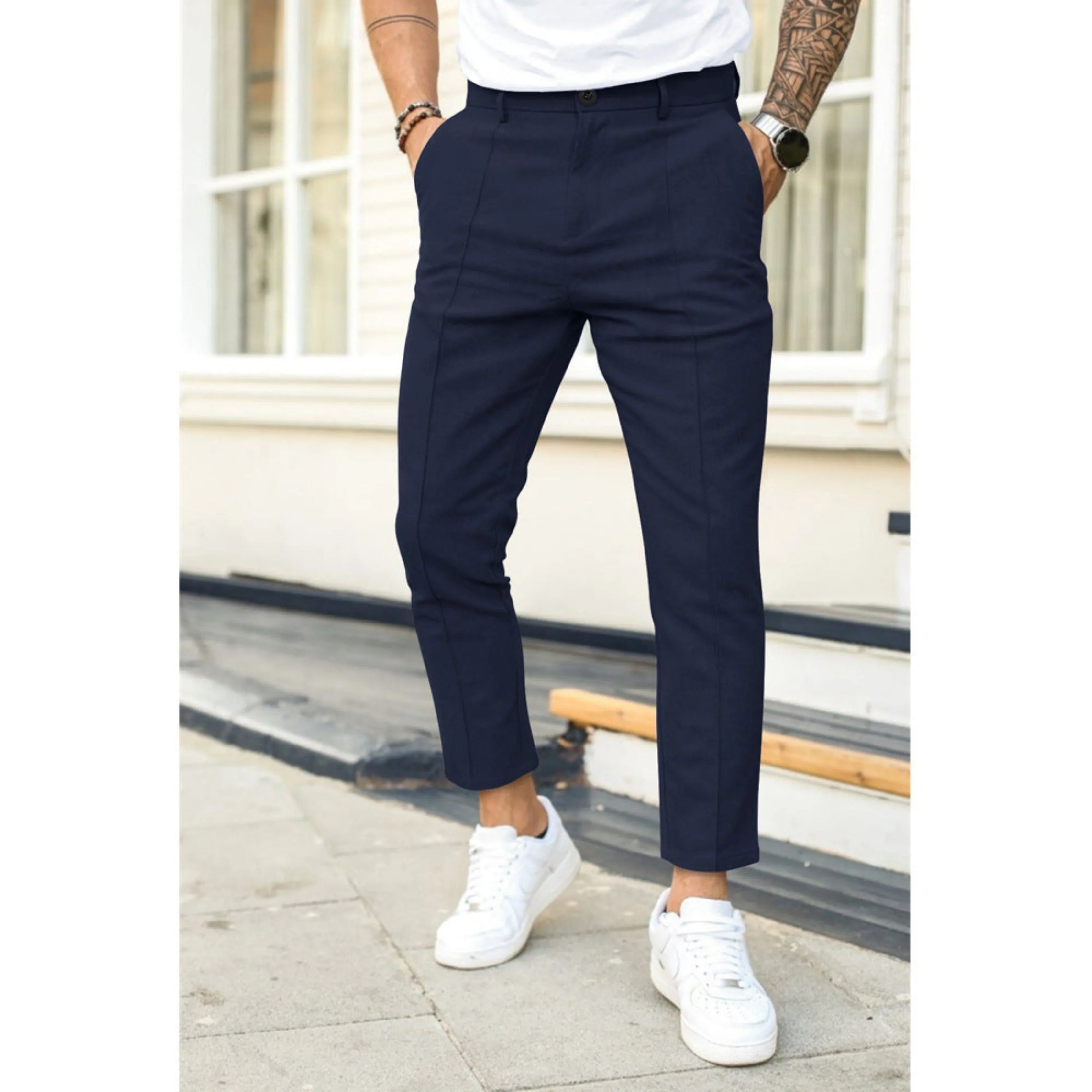 Men's trousers tailored slim fit lightweight stretch fabric - office attire & smart casual