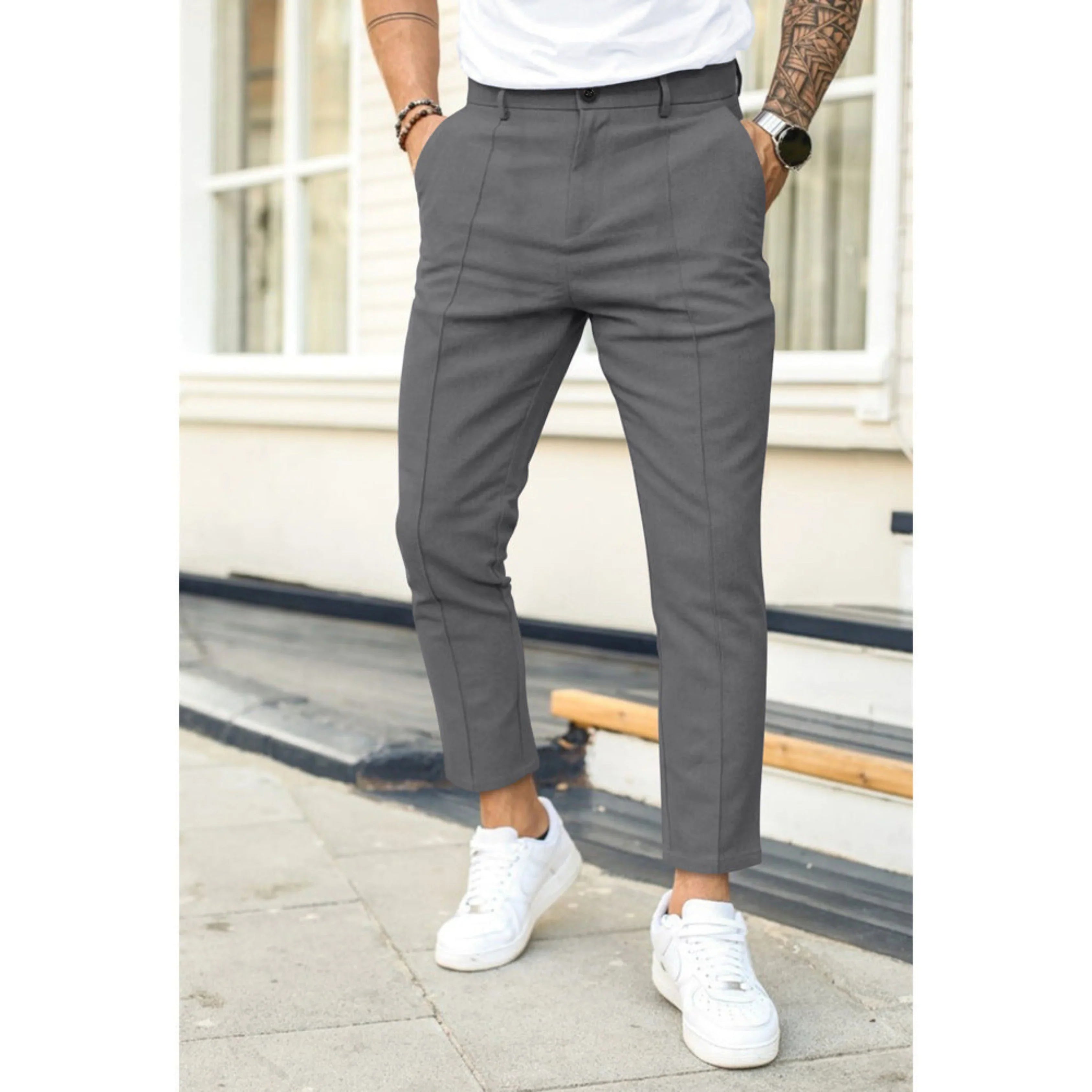 Men's trousers tailored slim fit lightweight stretch fabric - office attire & smart casual