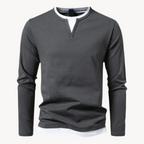Men's long sleeve henley t-shirt - versatile modern casual wear for relaxed days