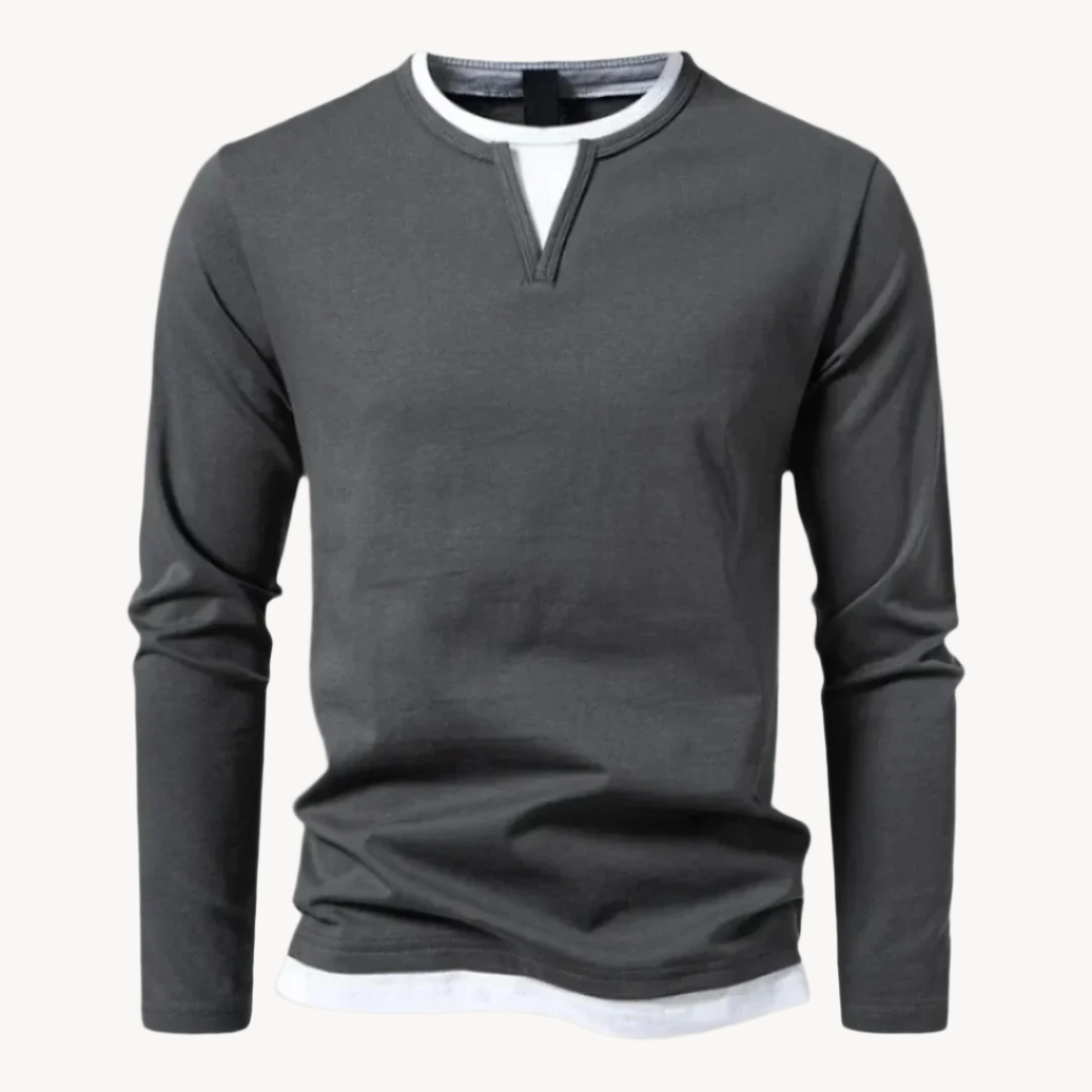 Men's long sleeve henley t-shirt - versatile modern casual wear for relaxed days