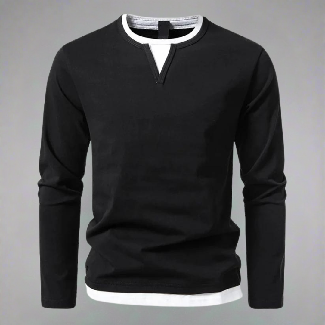 Men's long sleeve henley t-shirt - versatile modern casual wear for relaxed days
