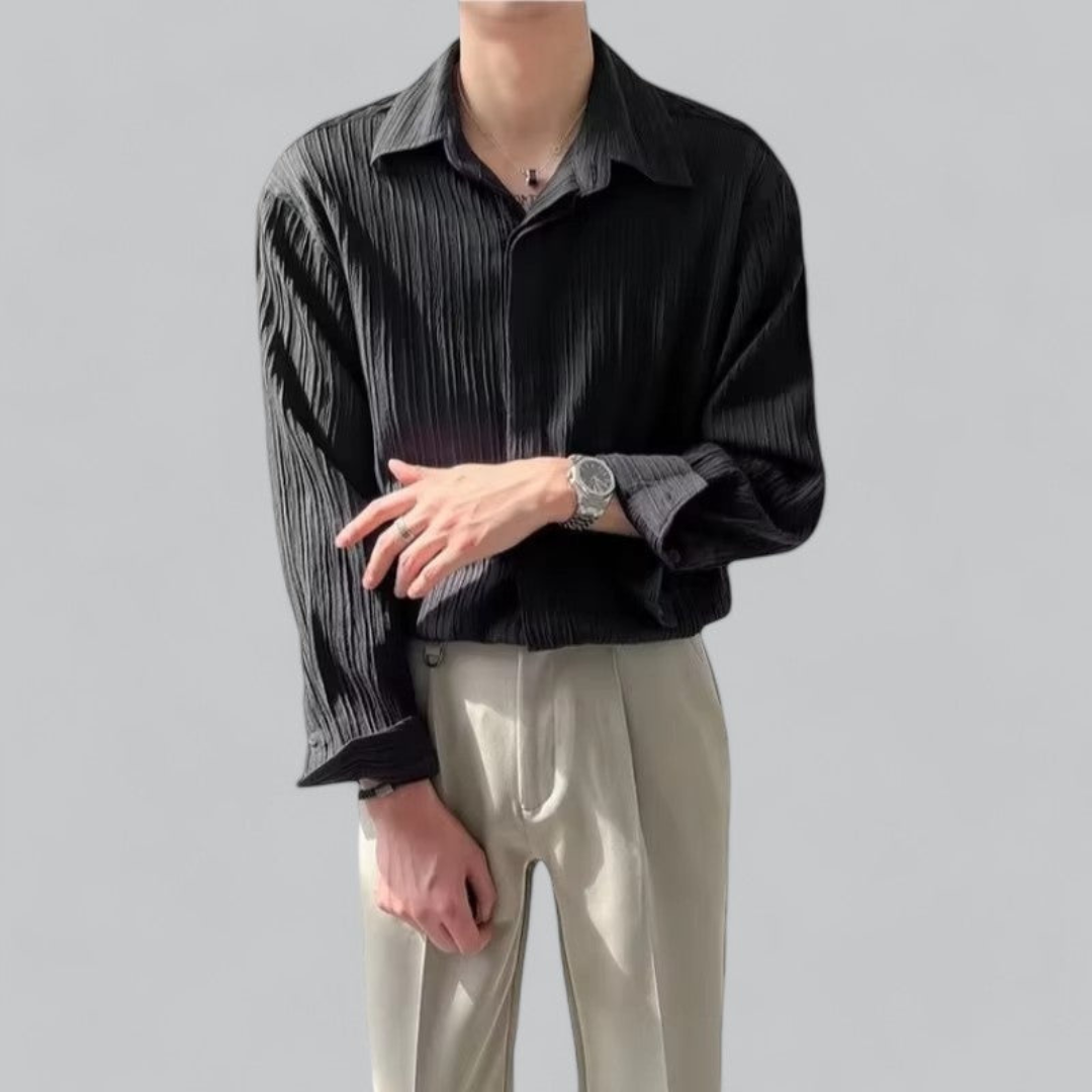 Men's long sleeve shirt sophisticated casual attire - lightweight fabric for daily wear