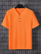 Men's polo shirt notched neck casual attire - orange everyday stylish t-shirt