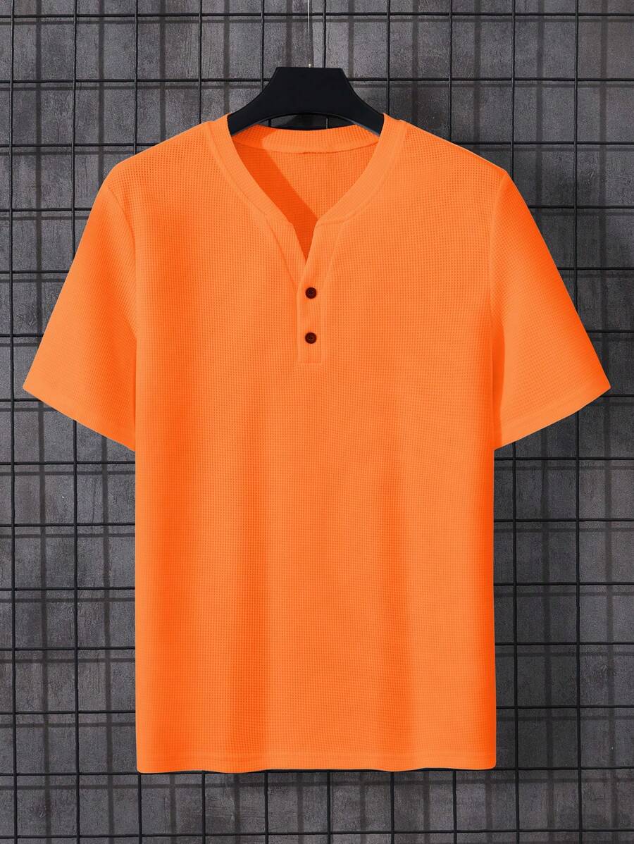 Men's polo shirt notched neck casual attire - orange everyday stylish t-shirt
