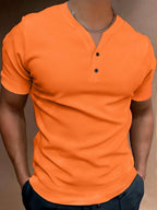 Men's polo shirt notched neck casual attire - orange everyday stylish t-shirt