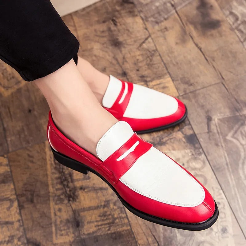 Men's low shoes elegant leather loafers - sophisticated office & evening wear