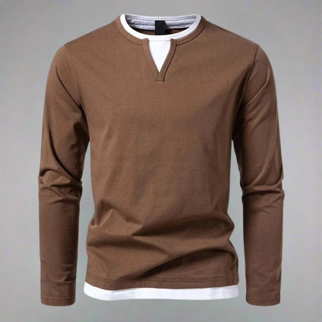 Men's long sleeve henley t-shirt - versatile modern casual wear for relaxed days