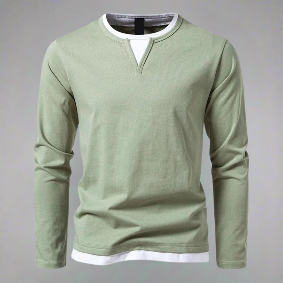 Men's long sleeve henley t-shirt - versatile modern casual wear for relaxed days