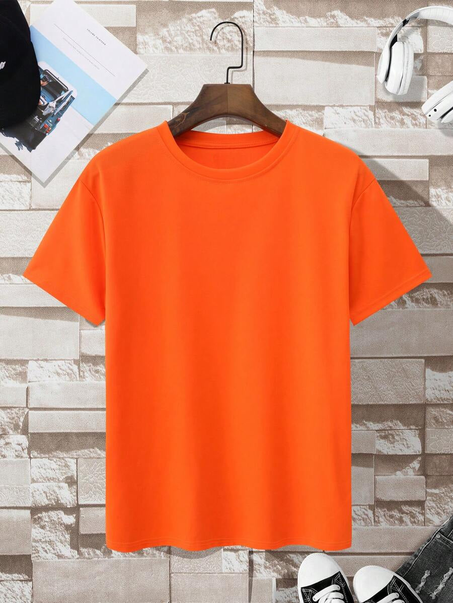 Men's casual t-shirt soft cotton blend orange - ideal for every day wear and relaxed outings