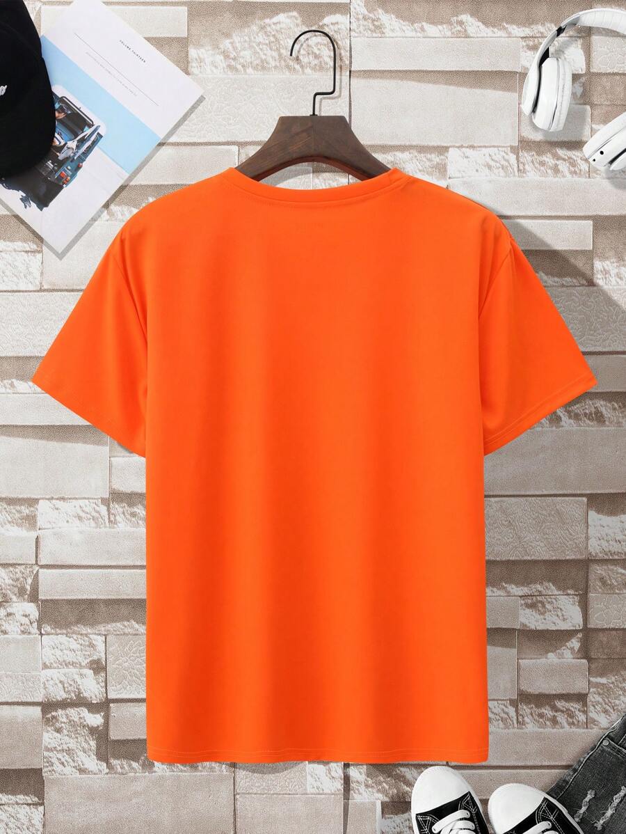 Men's casual t-shirt soft cotton blend orange - ideal for every day wear and relaxed outings
