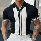 Men's short sleeve knitted polo shirt lightweight casual wear - sophisticated summer style for social gatherings