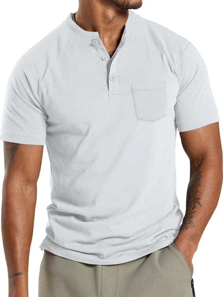 Men's henley t-shirt - classic cotton top for casual wear