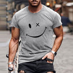 Men's vintage graphic t-shirt - retro smiley print round neck tee