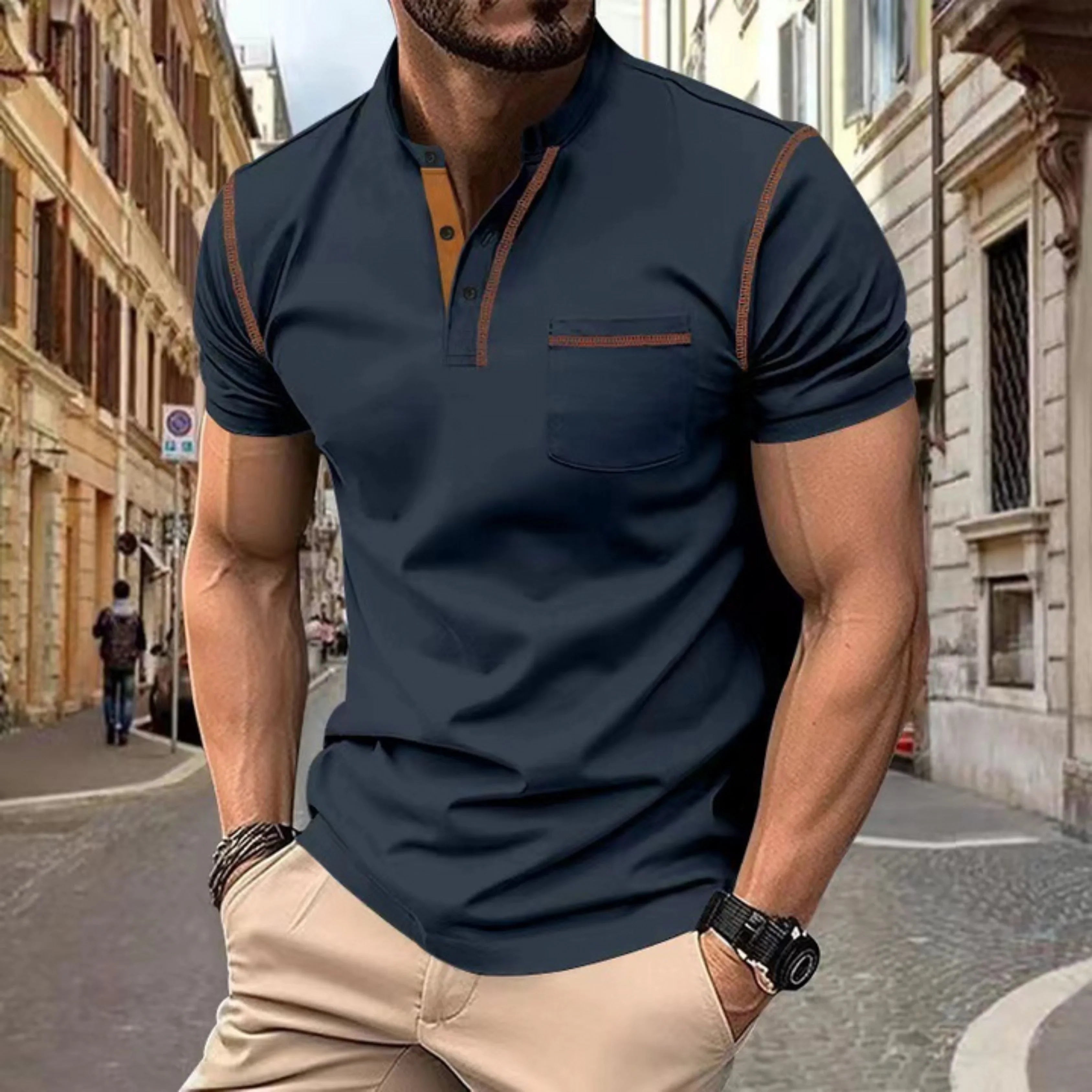 Men's casual polo shirt lightweight & breathable summer attire - versatile fit for everyday wear