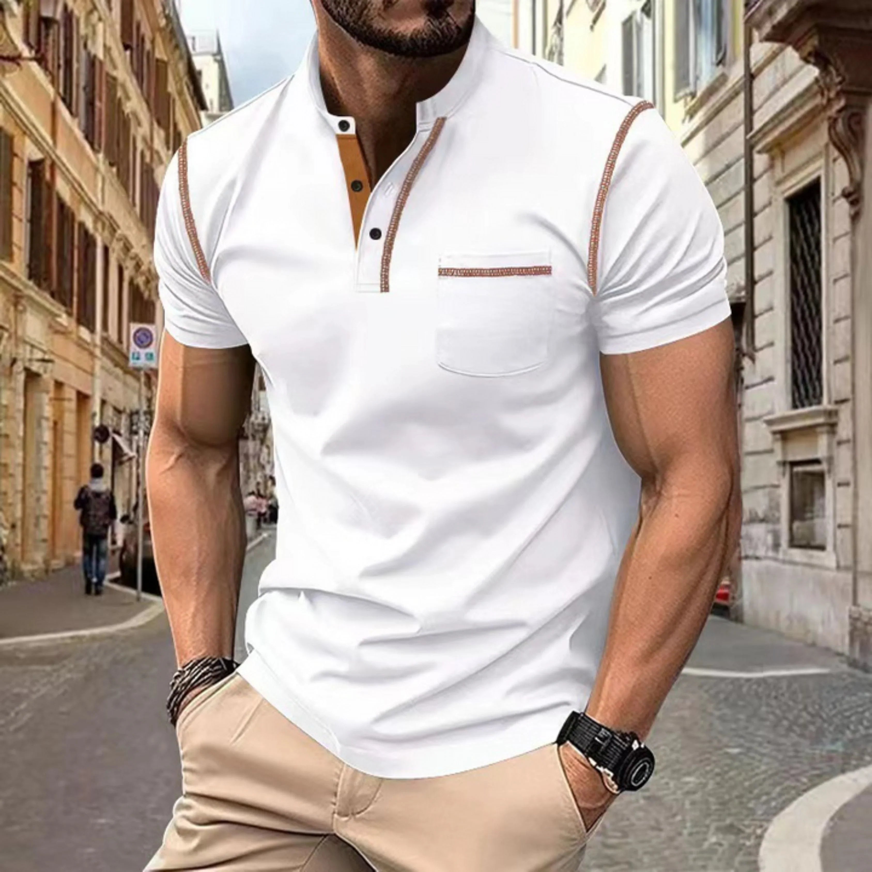 Men's casual polo shirt lightweight & breathable summer attire - versatile fit for everyday wear