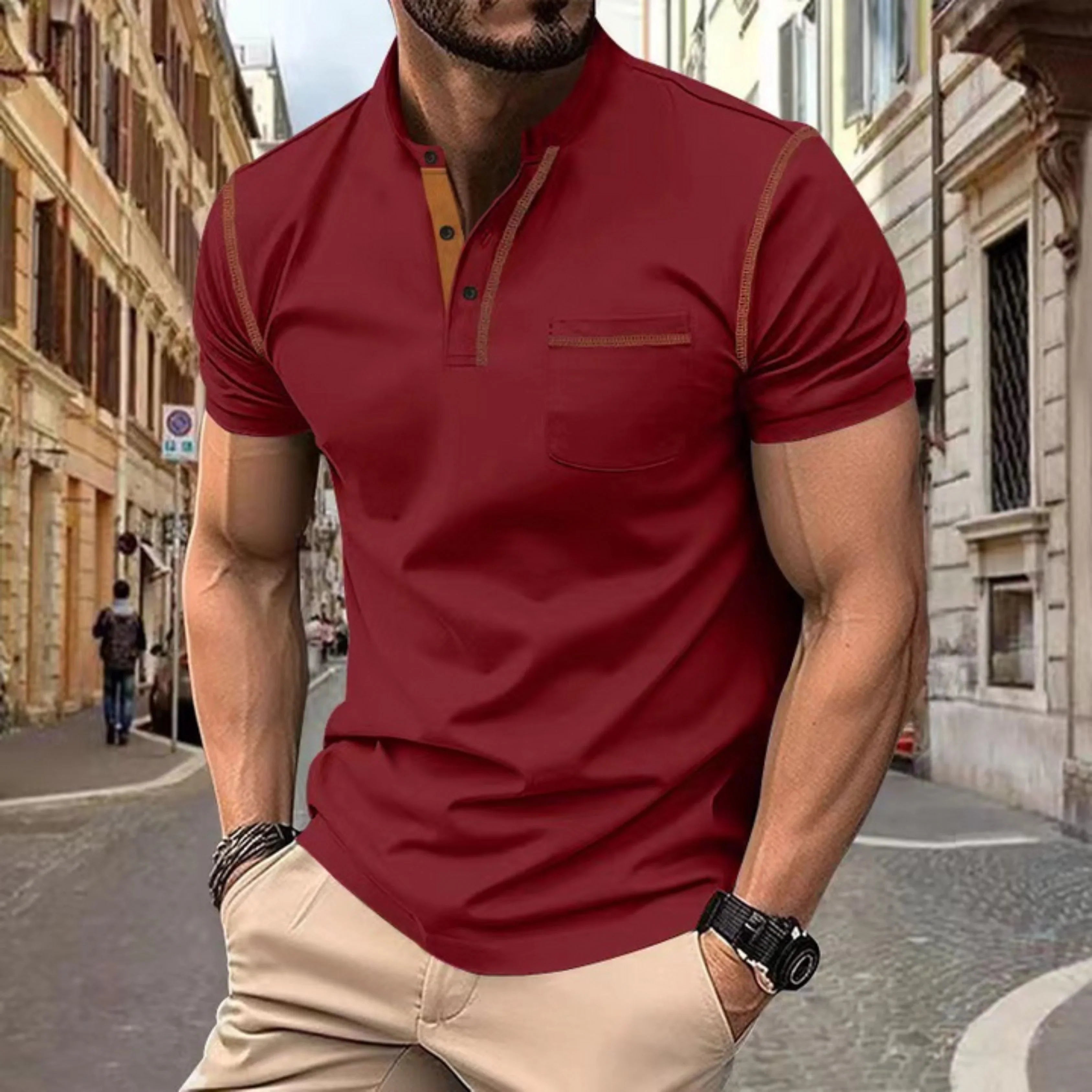 Men's casual polo shirt lightweight & breathable summer attire - versatile fit for everyday wear