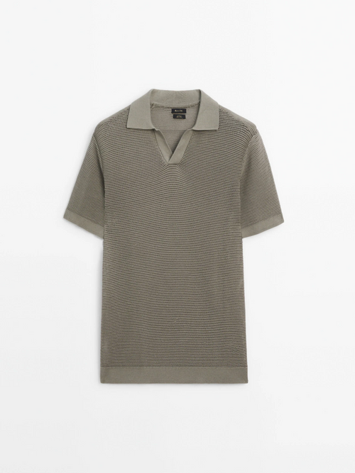 2-piece cozy fit polo shirt and trousers set - men’s casual ensemble in olive green