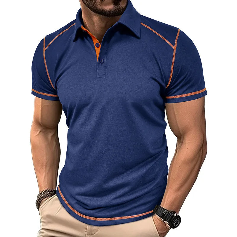 Men's polo shirt sleek short sleeve top casual or office wear - modern design, breathable fabric, durable construction
