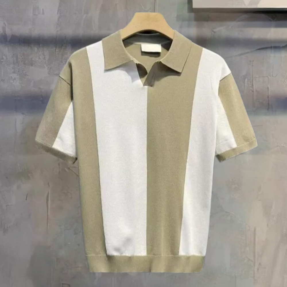 Men's knitted polo shirt - contemporary short sleeve top for casual wear