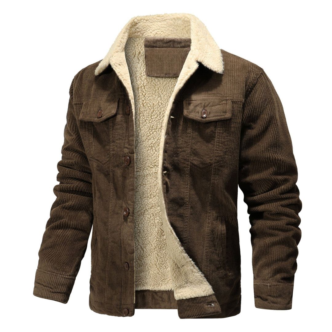 Men’s Corduroy Jacket with Sherpa Lining - Winter Casual