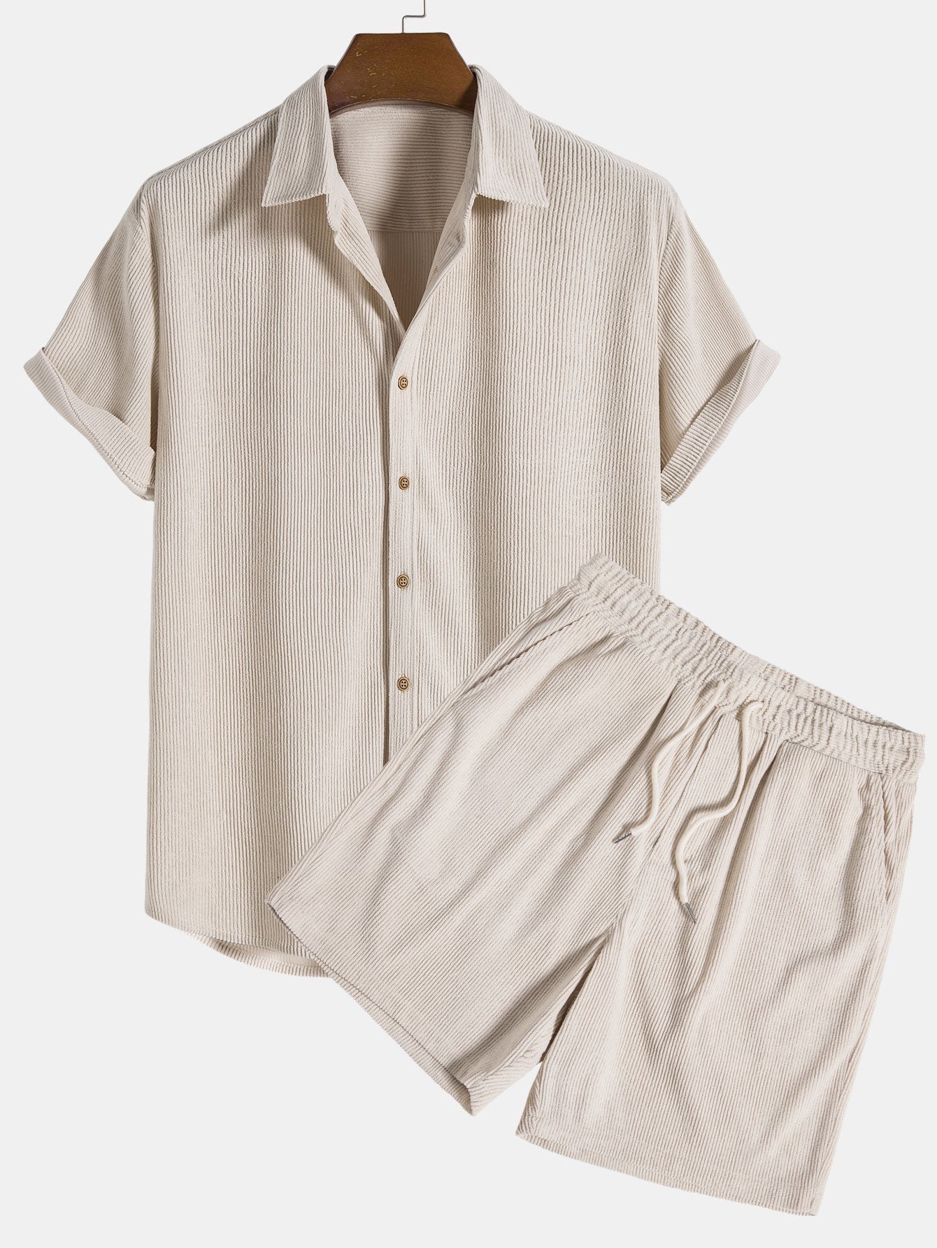 2-piece men’s short sleeve set - ribbed shirt and shorts combination