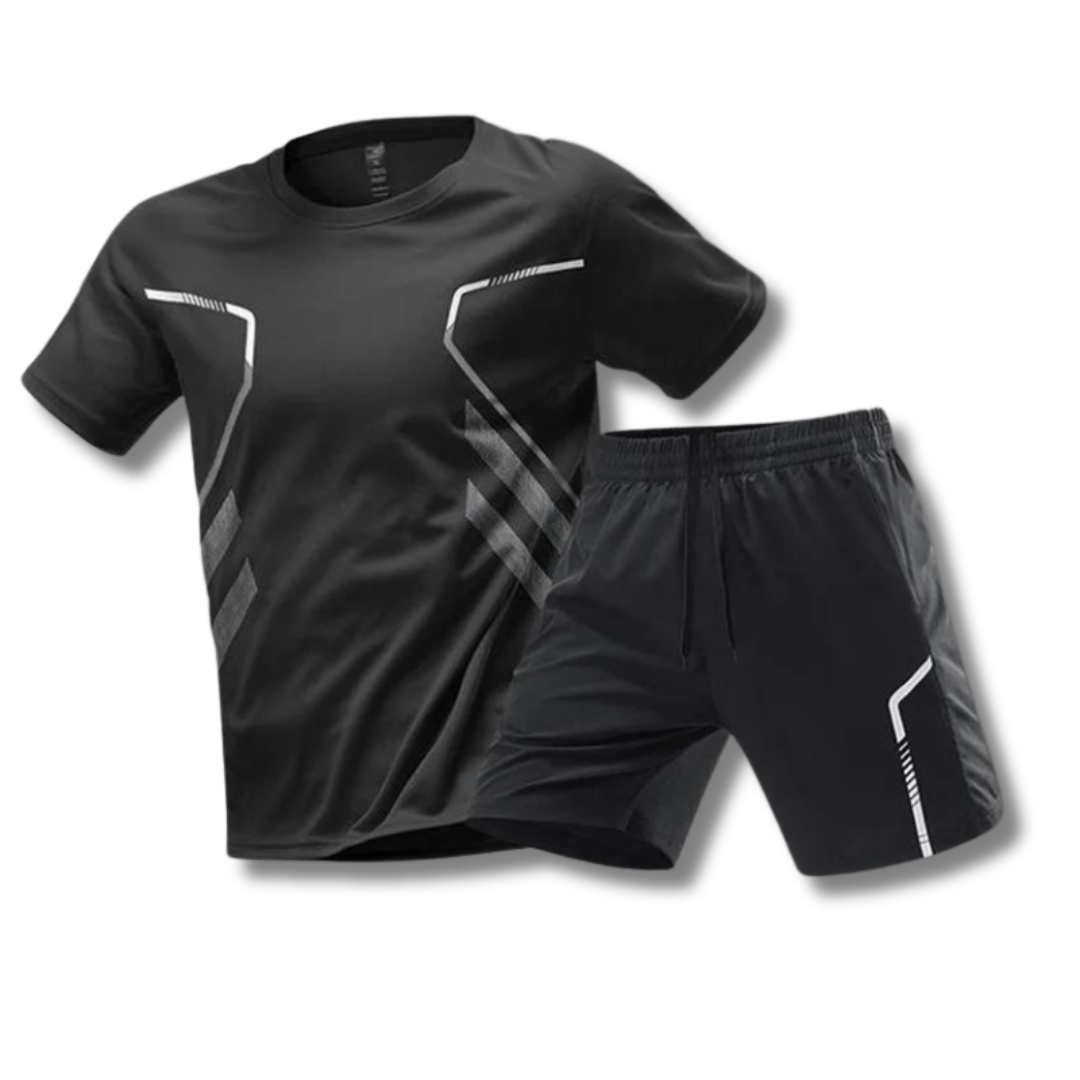 2-piece athletic sport set - men's training t-shirt and shorts