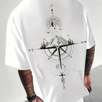 Men's graphic tee with unique compass design - casual adventure wear for men