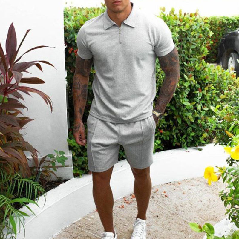 2-piece men's polo & shorts set - lightweight summer outfit for casual wear