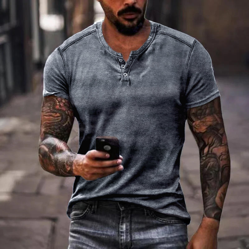Men's casual henley t-shirt short sleeve - versatile everyday wear for active lifestyles