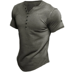 Men's short sleeve henley t-shirt for casual everyday wear - cozy cotton blend top, stylish fit
