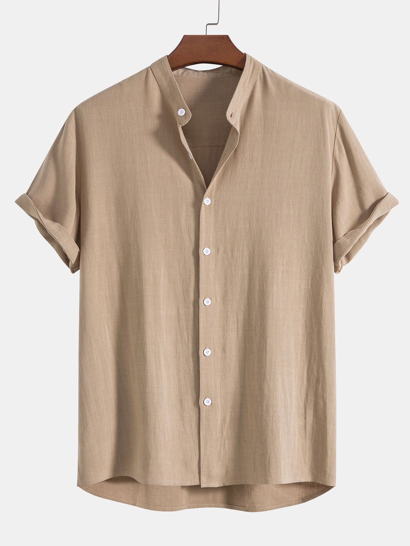 2-piece men's linen trousers and short sleeve shirt set - casual summer attire