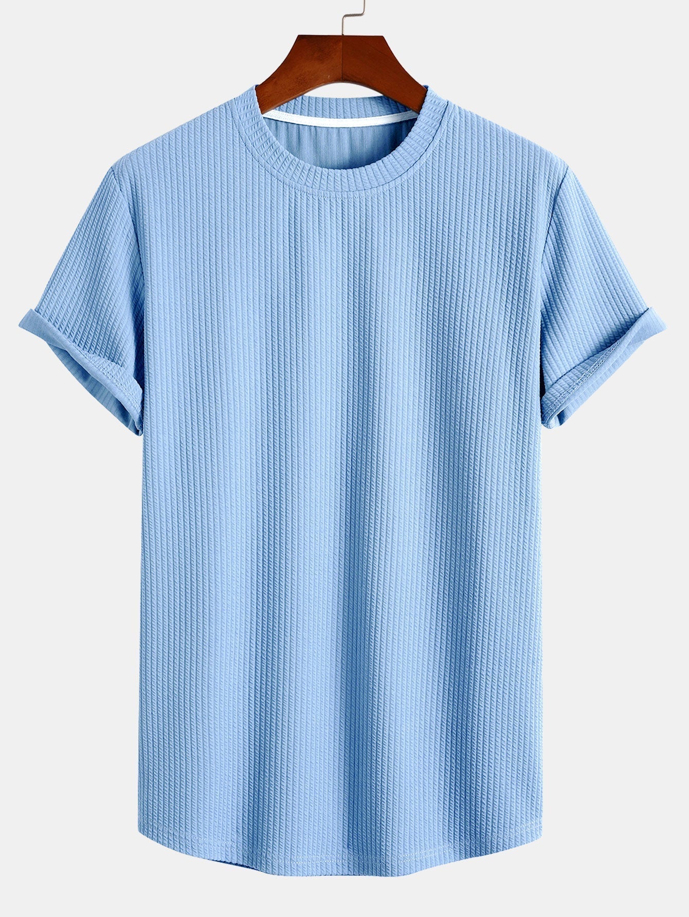 Men's muscle-fit ribbed t-shirt - lightweight casual wear for everyday style