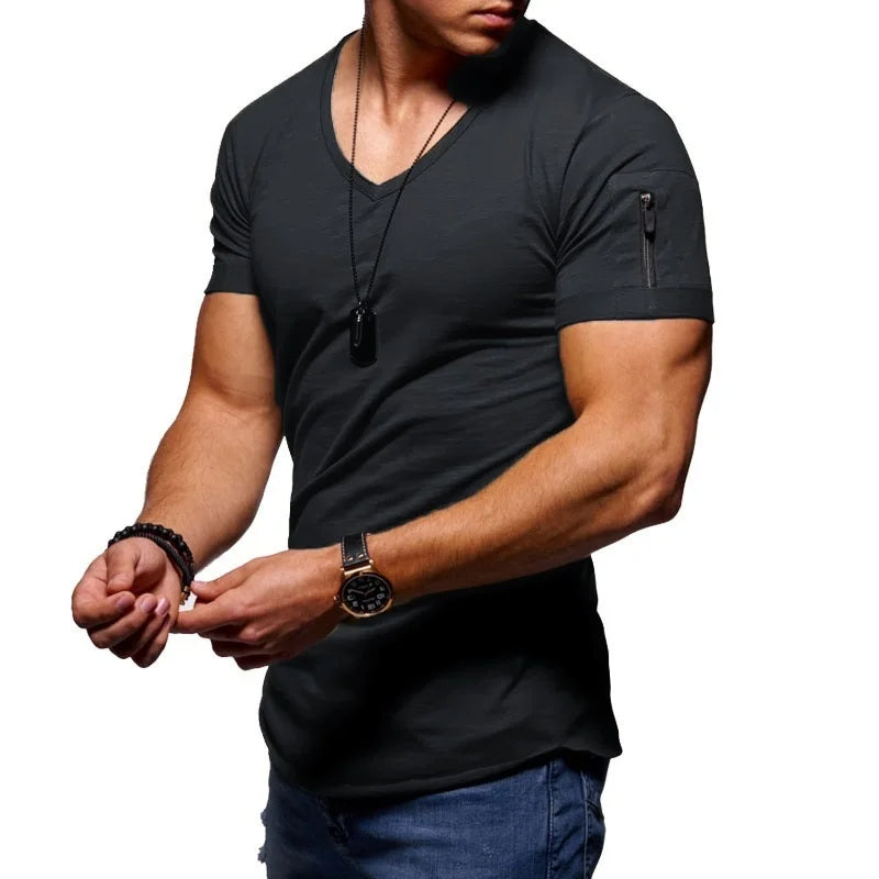 Casual v-neck t-shirt - men's short sleeve top
