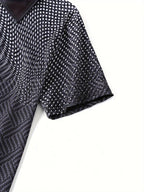 Men's short-sleeve polo shirt - unique black matrix design for casual outings