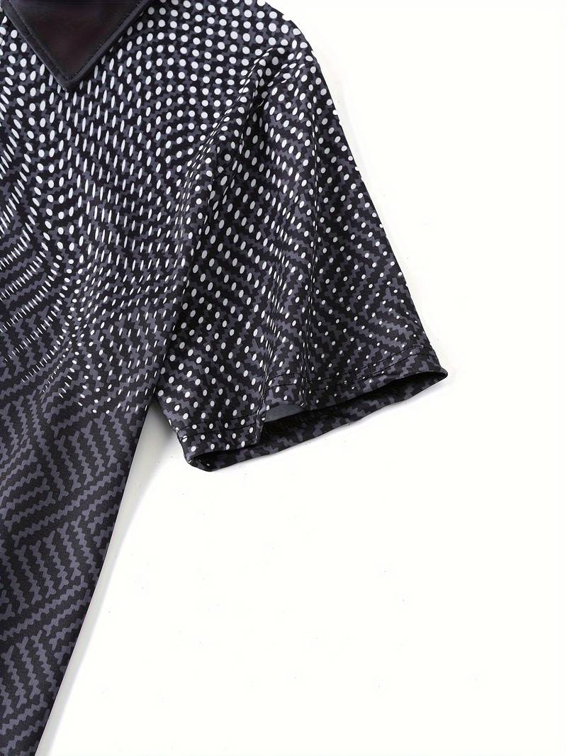 Men's short-sleeve polo shirt - unique black matrix design for casual outings