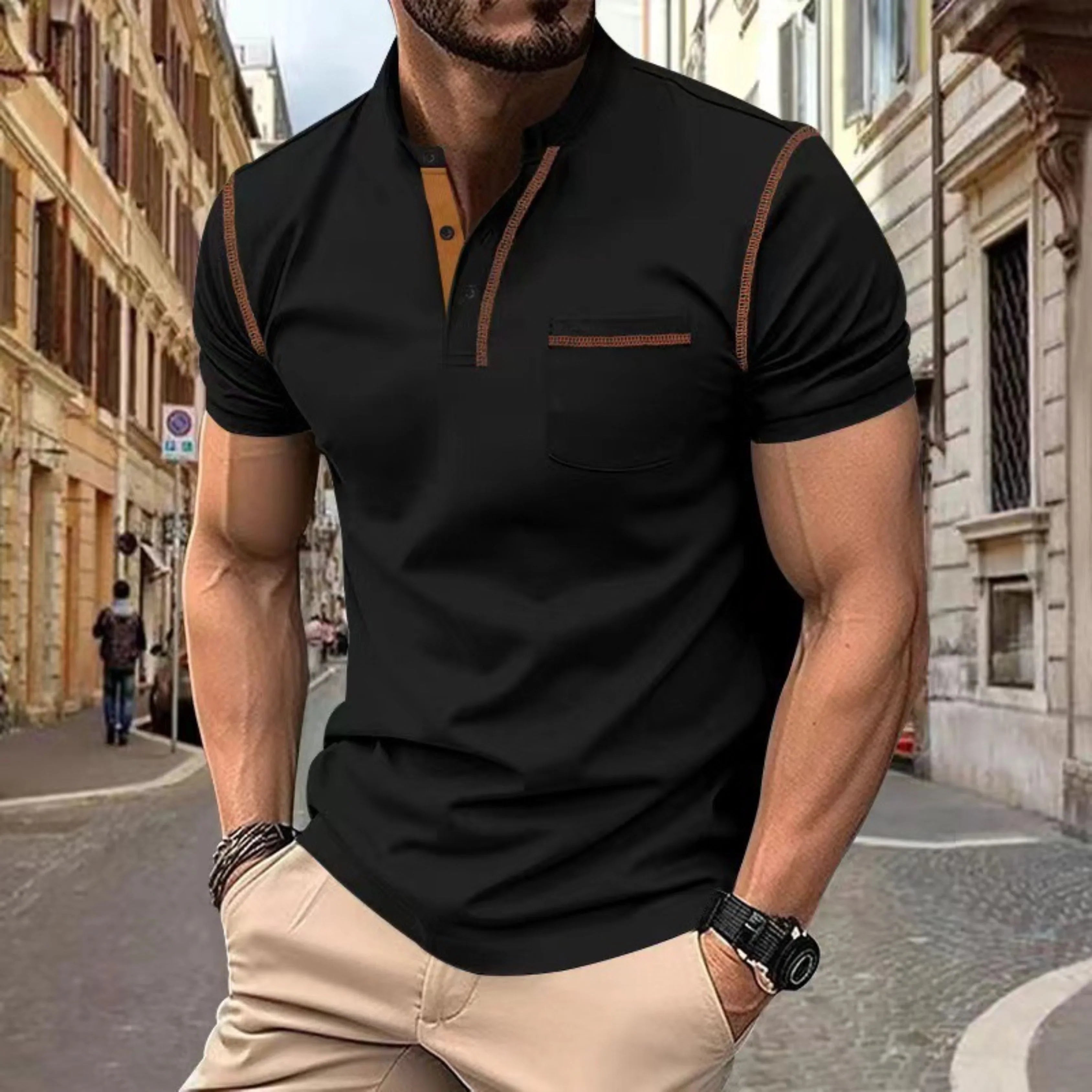 Men's casual polo shirt lightweight & breathable summer attire - versatile fit for everyday wear