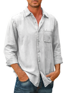 Men's casual shirt relaxed fit long sleeve top - versatile design for everyday wear