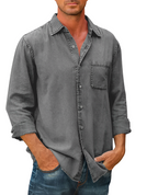 Men's casual shirt relaxed fit long sleeve top - versatile design for everyday wear